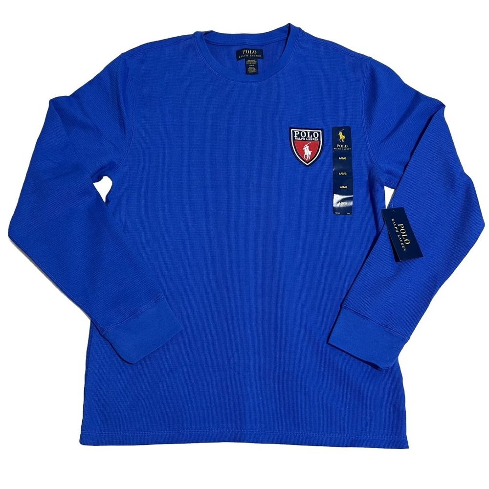 Polo Ralph Lauren Sleepwear Shirt Men's‎ Large Waffle Thermal Knit Royal Blue